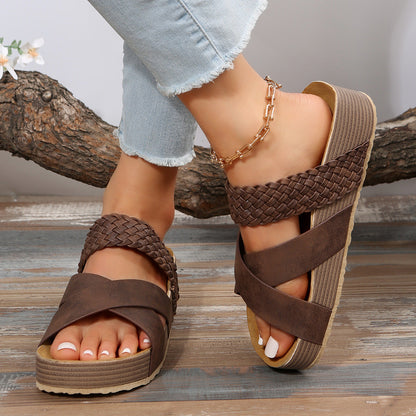 Ava™ Orthopädische geflochtene Sommer-Plateau-Sandalen mit Kreuzriemen