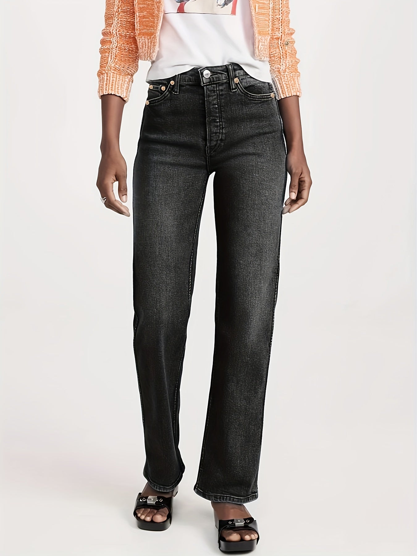 Mittelblaue Straight Jeans - Lena