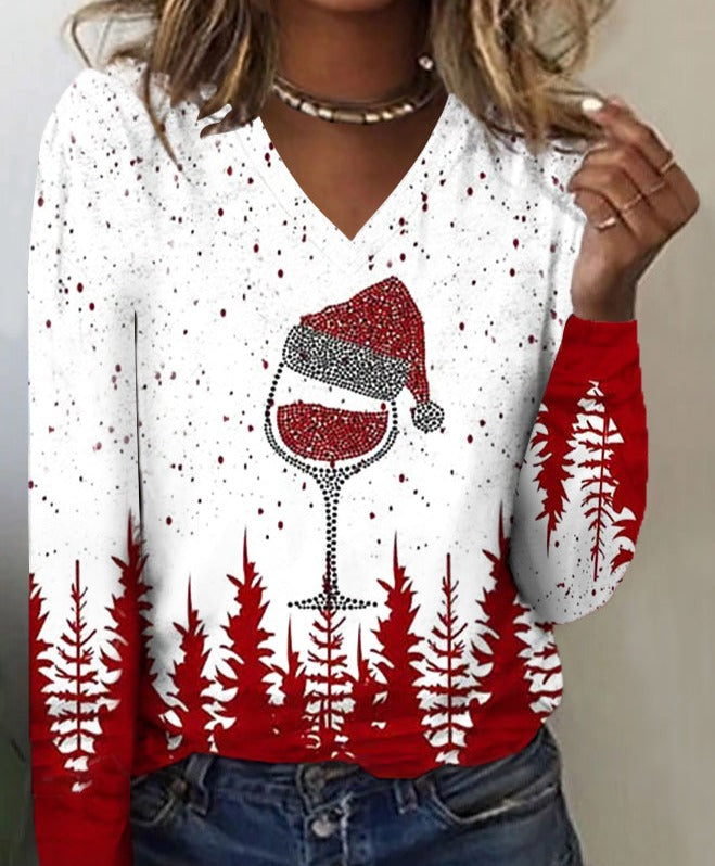 FallStil® - Tipsy Red Wine Holiday Party Langarm-Top