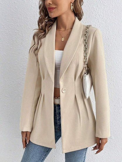 SpringStil® - Apricot Einfarbig Langarm Revers Jacke