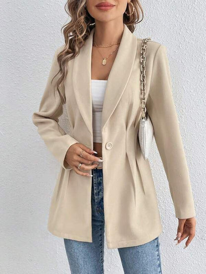 SpringStil® - Apricot Einfarbig Langarm Revers Jacke