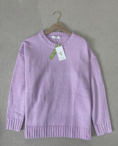 WinterTrend® - Rosa einfarbiger Pullover mit langen Ärmeln und Rundhalsausschnitt