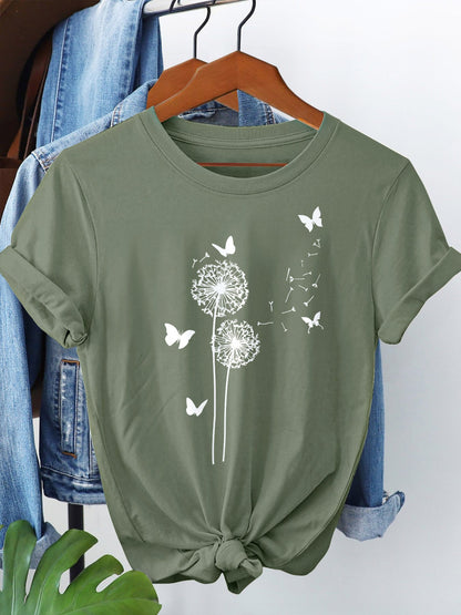 Schwarzes T-Shirt mit Pusteblumen - Helena