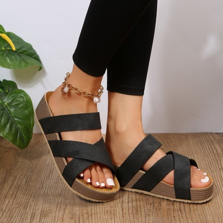 Ava™ Orthopädische geflochtene Sommer-Plateau-Sandalen mit Kreuzriemen