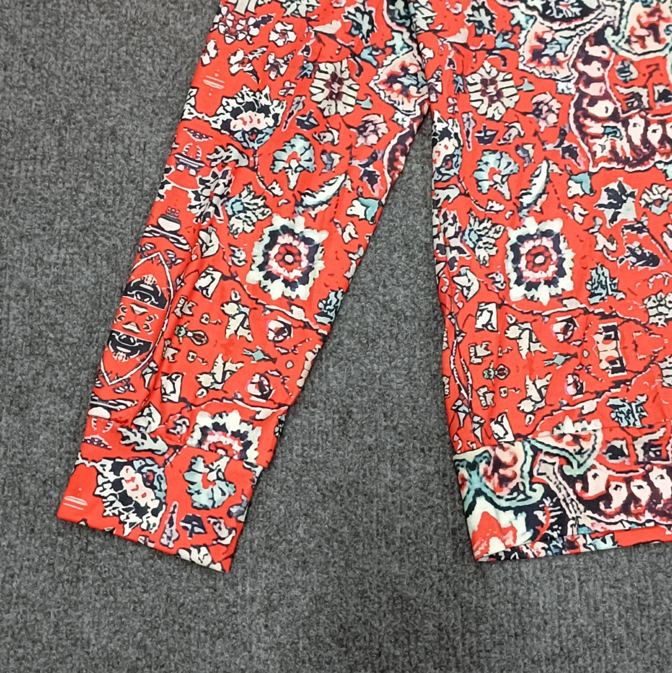 FallStil® - Rotes Mandala Print Kapuzen-Henley Sweatshirt mit langen Ärmeln