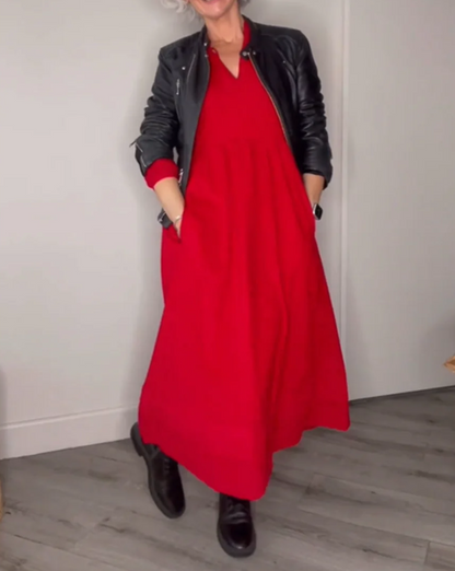 Dove™️ Elegantes Kleid mit V-Ringen und langen Ärmeln