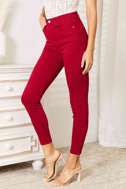 Samar - Hohe Taille Rote Skinny Jeans