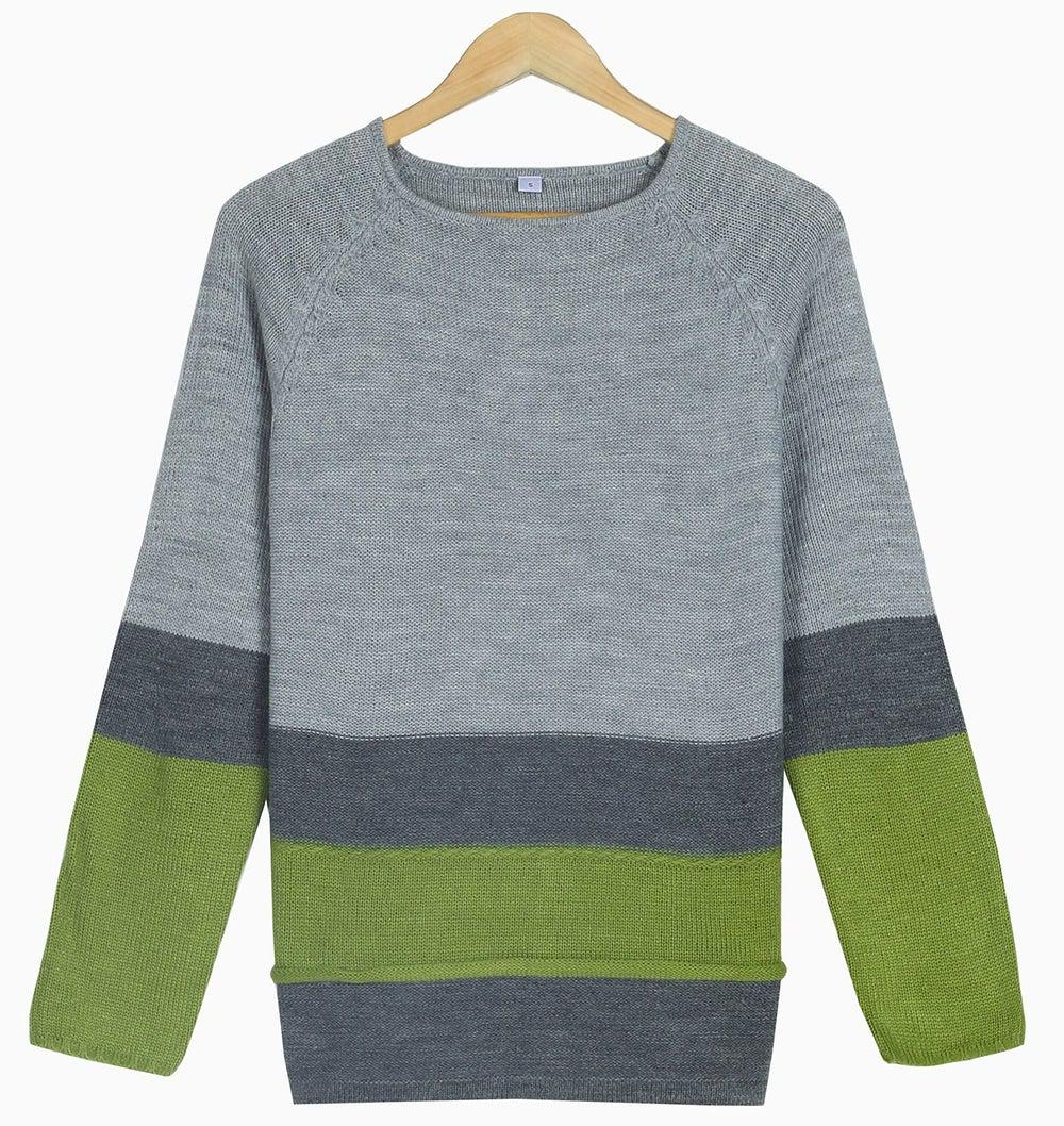 Monci® - Moderner grauer Pullover mit Farbblock