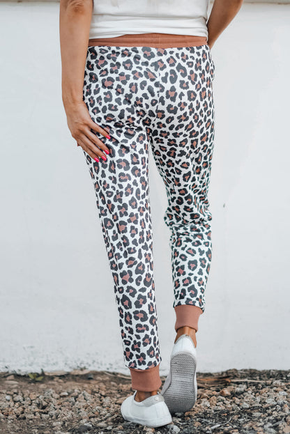 Farah - Elastische Taille Leopard Jogginghose