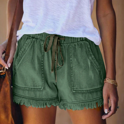 Zipporah - High-Waisted Denim Shorts