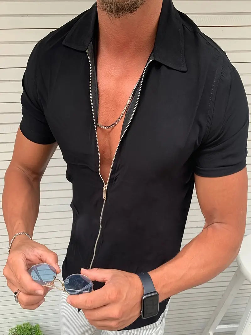 Ronan – hemd mit reißverschluss für männer