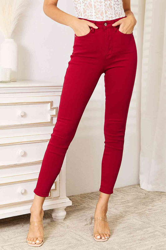 Samar - Hohe Taille Rote Skinny Jeans