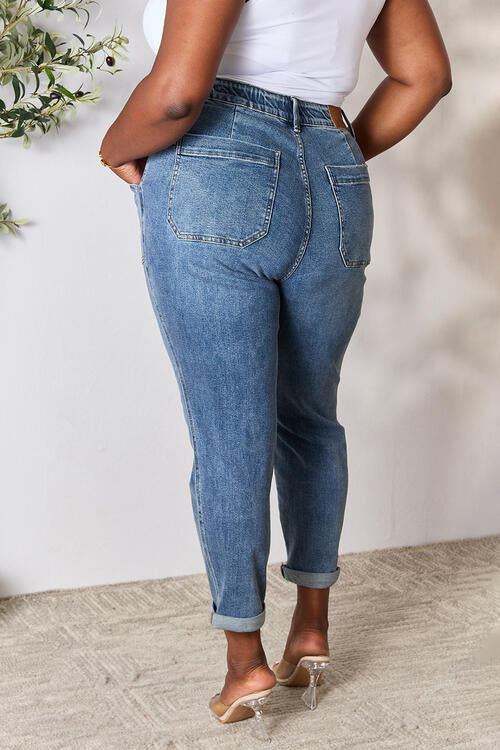 Rana - Denim-Jeans mit hoher Taille und Kordelzug