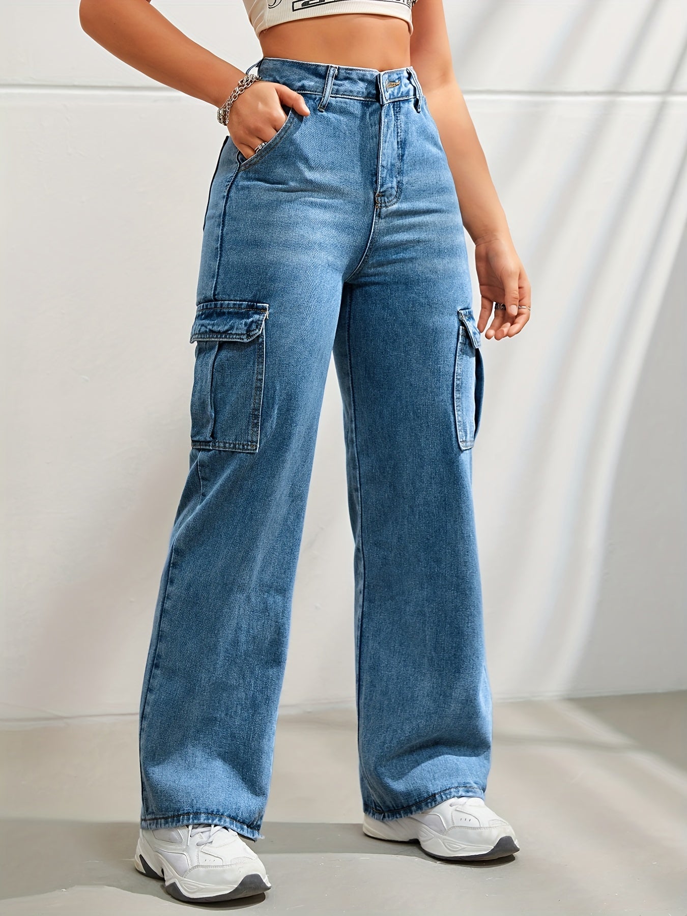 Hellblaue Cargo-Jeans - Lea