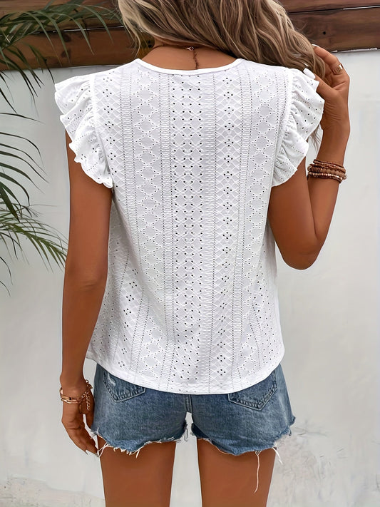 Weißes Broderie-T-Shirt - Isabella