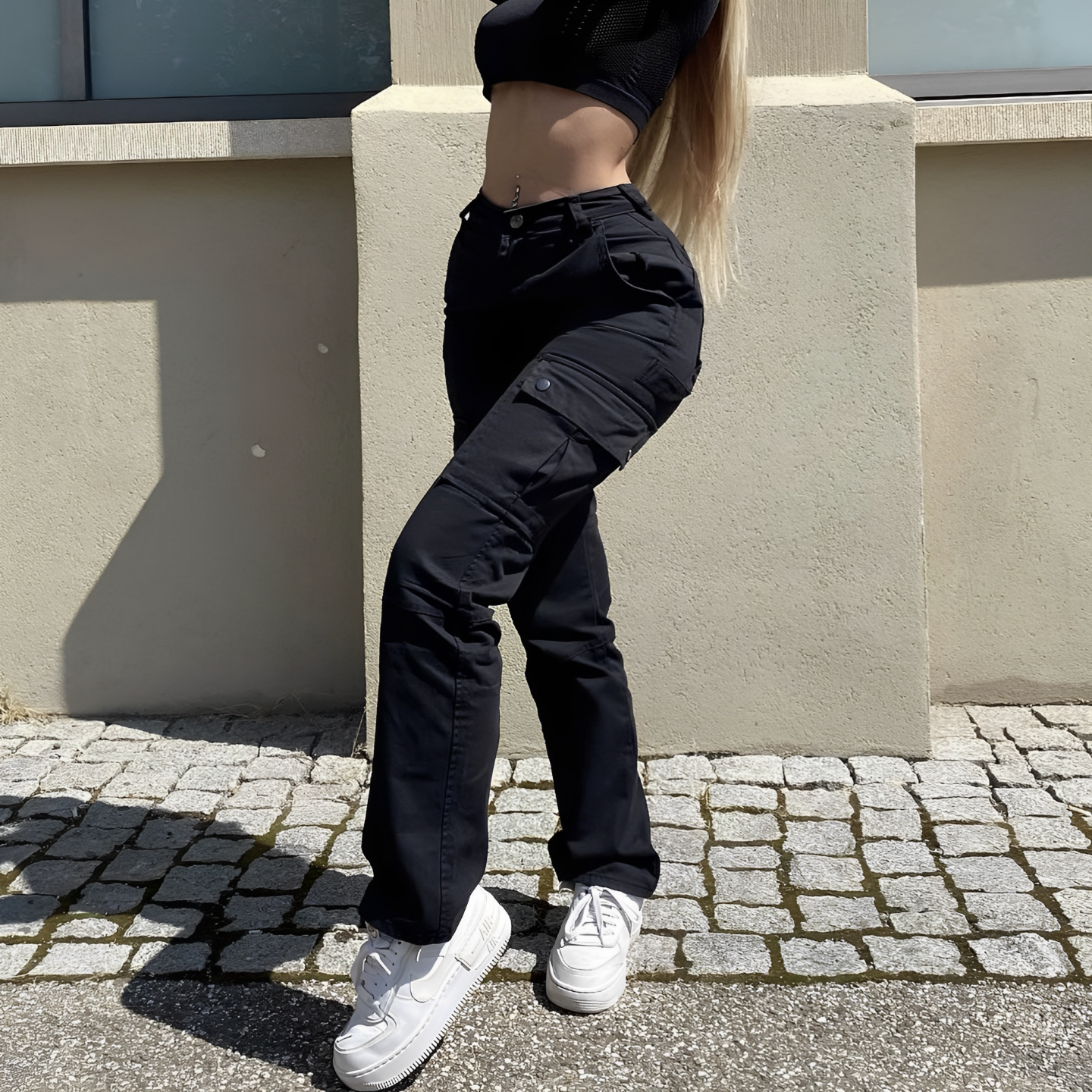 Matea - Hohe Taille Cargo-Hose