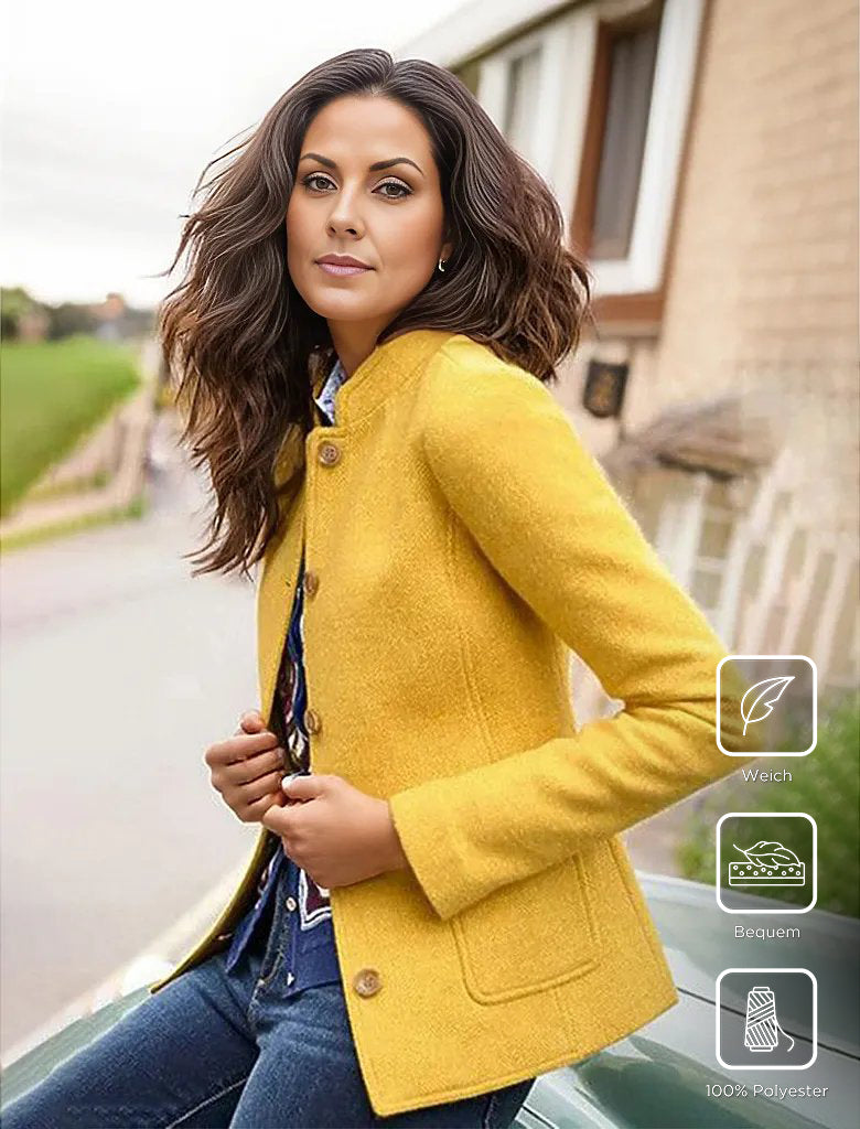 WinterTrend® - Gelbe einfarbige Strickjacke mit langen Ärmeln