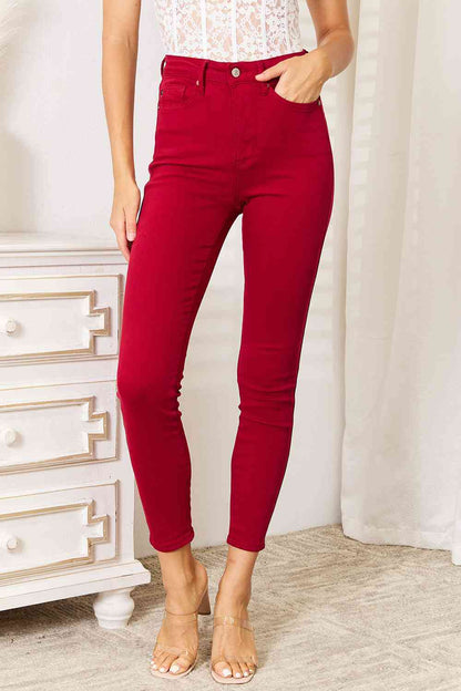 Samar - Hohe Taille Rote Skinny Jeans