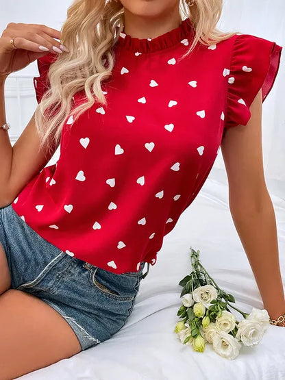 Mia - Roséfarbenes Shirt mit Herzmuster