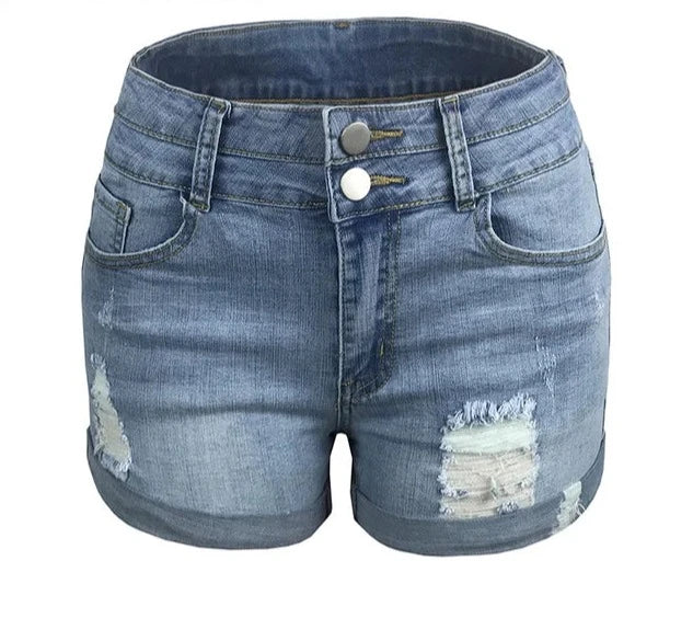 Bianca - Schwarze Denim-Shorts mit Used-Look