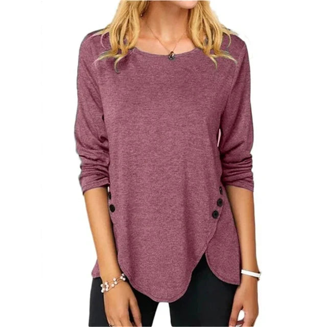 Weinrotes Shirt mit Knopfdetails - Clara