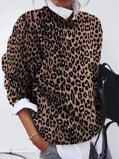 FallStil® - Wild Leopard Rundhalsausschnitt Top