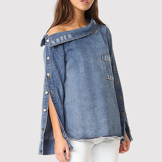 Vera - Asymmetrische Jeansbluse für Damen