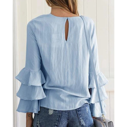 Sophie - Chic Taupe Ruffled Blouse