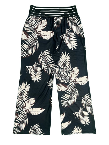 Schwarze Palmen-Print Hose - Vanessa