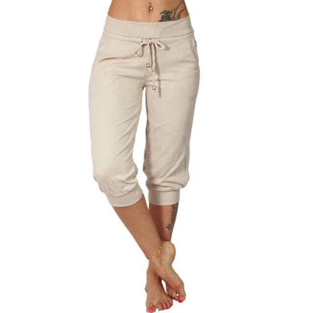 Maya - Beige Capri-Loungehose