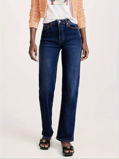 Mittelblaue Straight Jeans - Lena