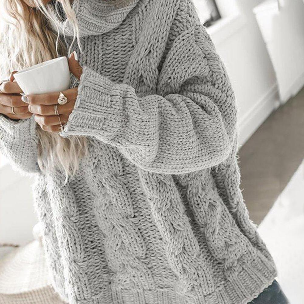 FallStil® - Aspen Cable Knit Oversized Pullover mit hohem Halsausschnitt