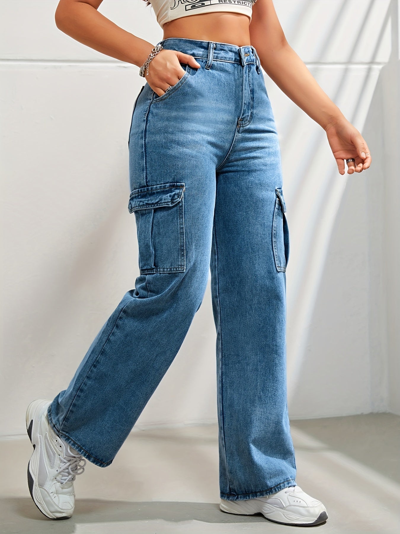 Hellblaue Cargo-Jeans - Lea