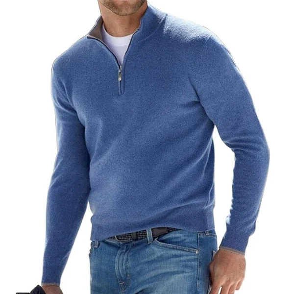 Luke - Herren Basic Pullover mit Reißverschluss