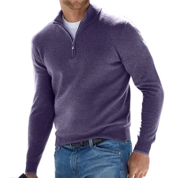 Luke - Herren Basic Pullover mit Reißverschluss