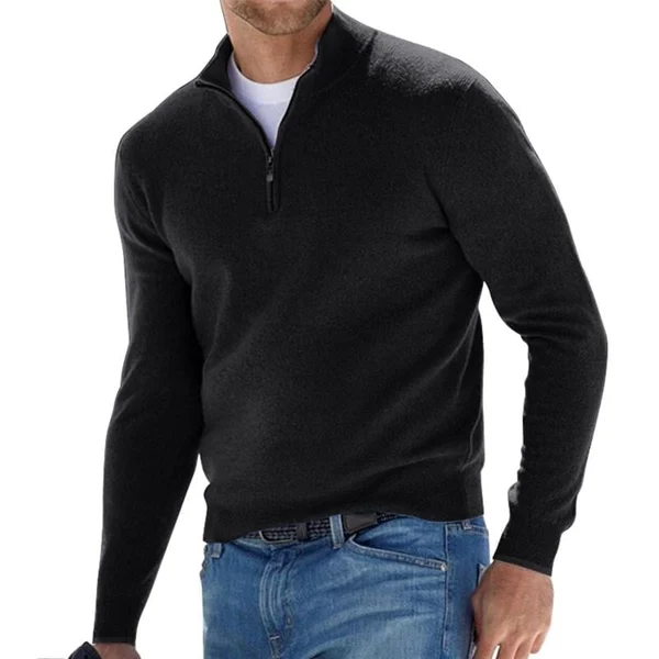 Luke - Herren Basic Pullover mit Reißverschluss