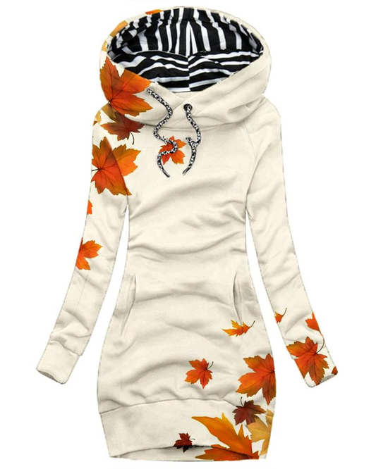 Emma - Daily Vintage Maple Leaf Print Hoodie für Damen