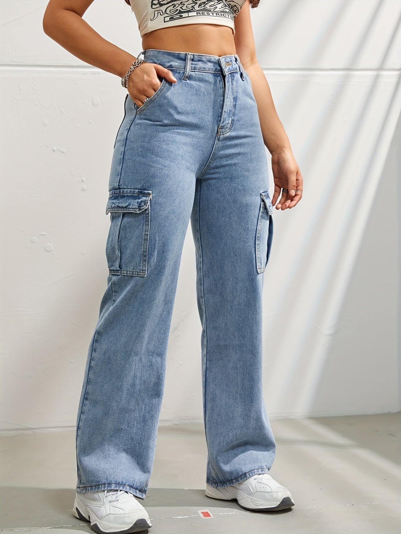 Hellblaue Cargo-Jeans - Lea