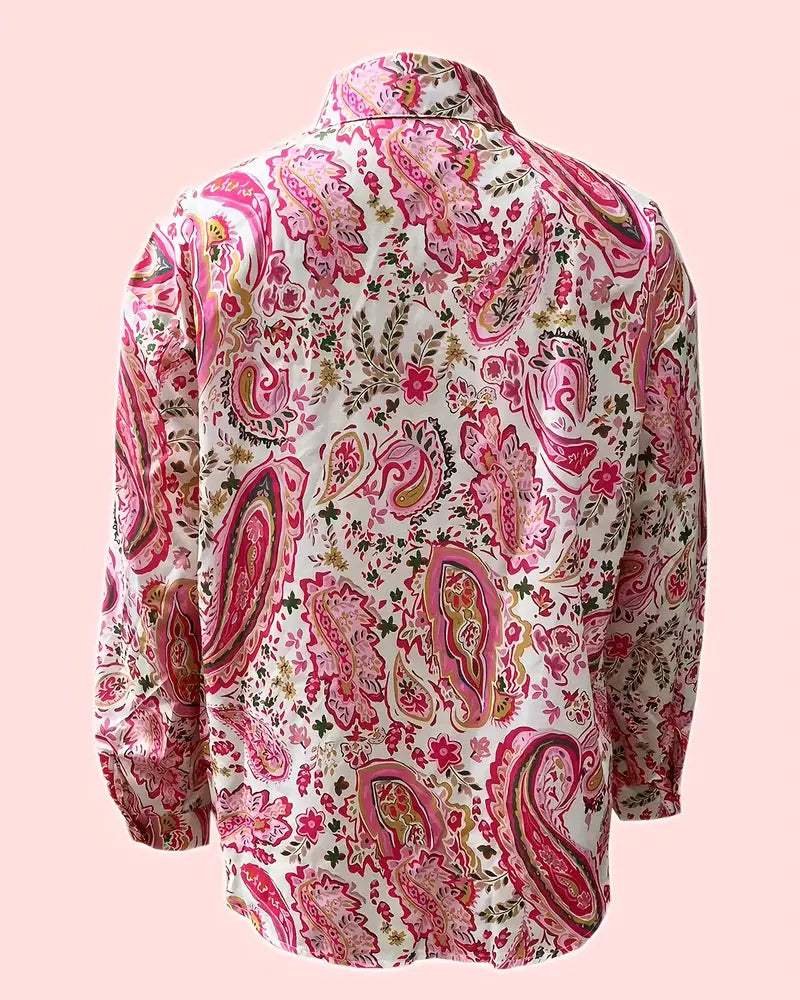 Bluse mit Paisley -Druck und Langarm