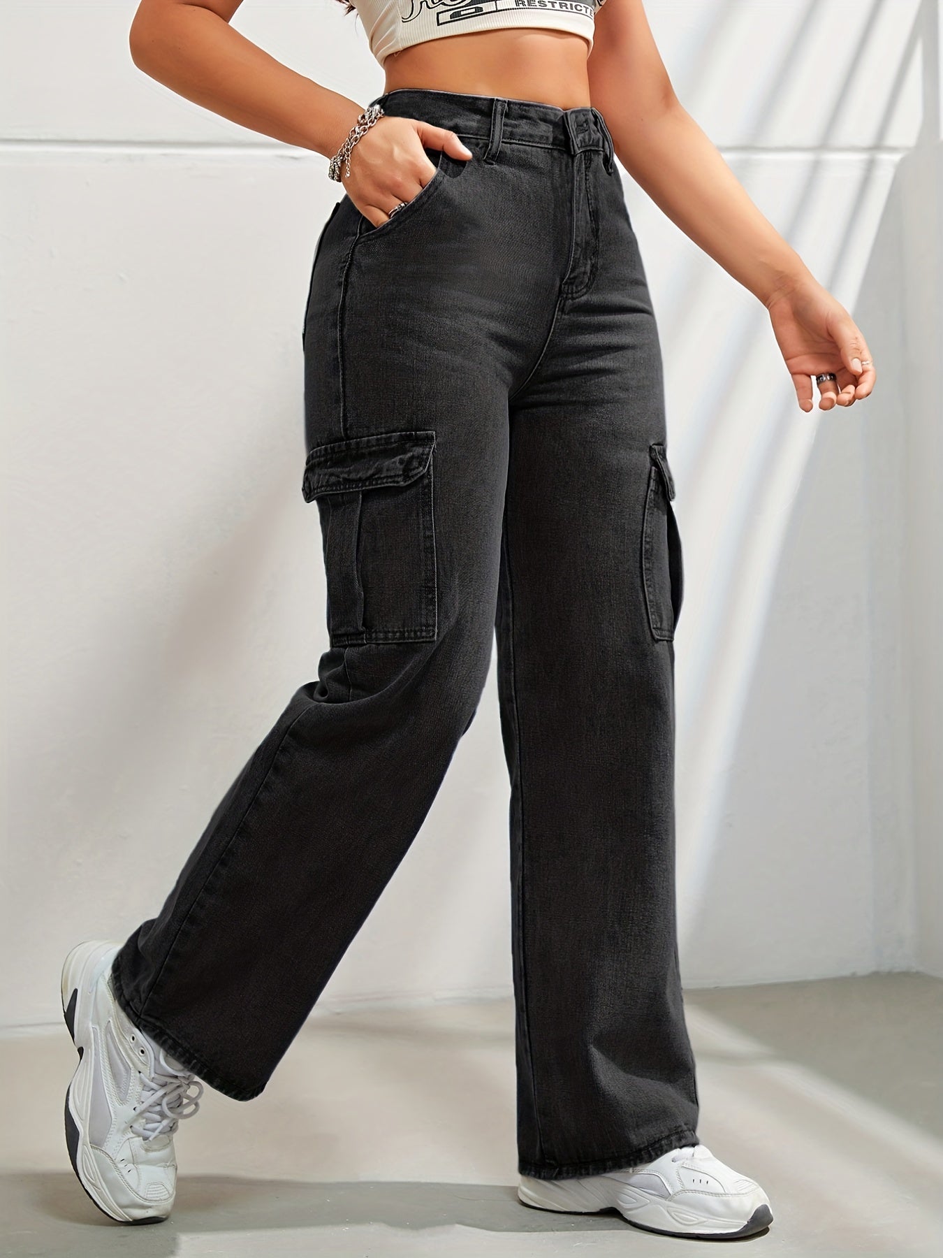 Hellblaue Cargo-Jeans - Lea