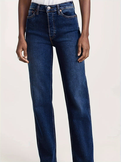 Mittelblaue Straight Jeans - Lena