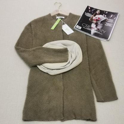 Fallstil - brauner kaffee langarm strickjacke mit knopfleiste