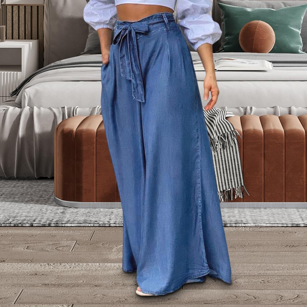 Melanie - Sommerhose aus Denim mit weitem Bein in Übergröße