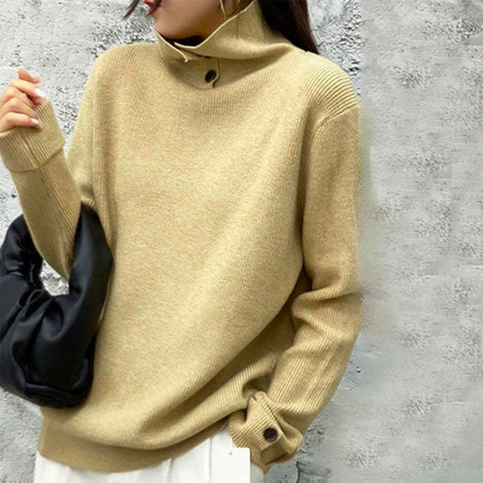 Julia – Beiger, langärmliger, schlichter Pullover