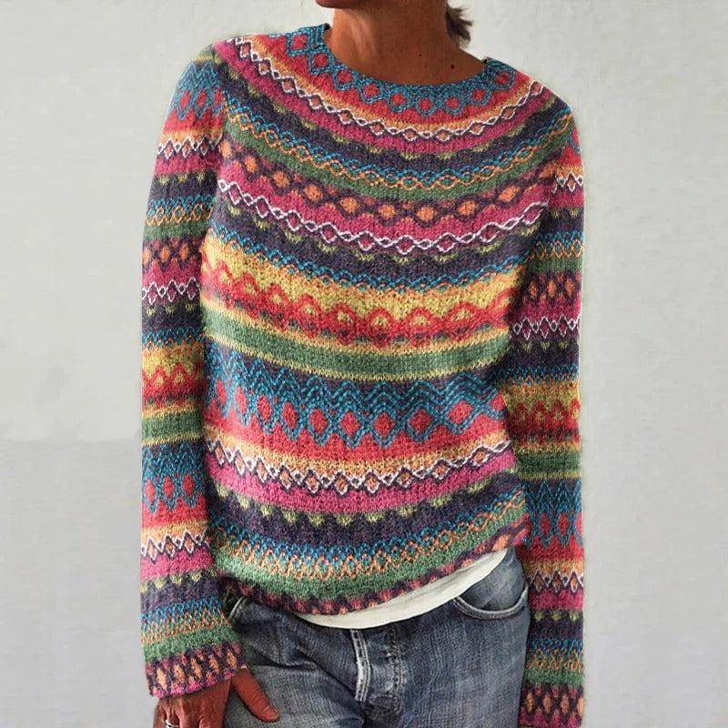 Eleganter langärmeliger Pullover mit Druck